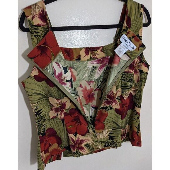 Ronni Nicole Floral 2 Piece Set Vacation Tropical Square Neck Top Skirt Size 16 - Picture 11 of 12
